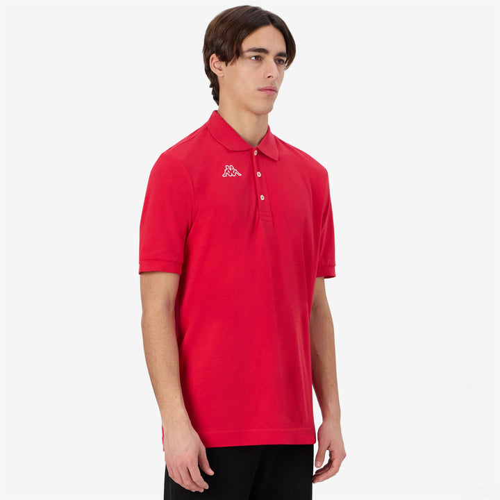Polo Shirts_Man_  LIFE MSS_Polo_Red-White - Red Racing - White - DressedFrontDouble