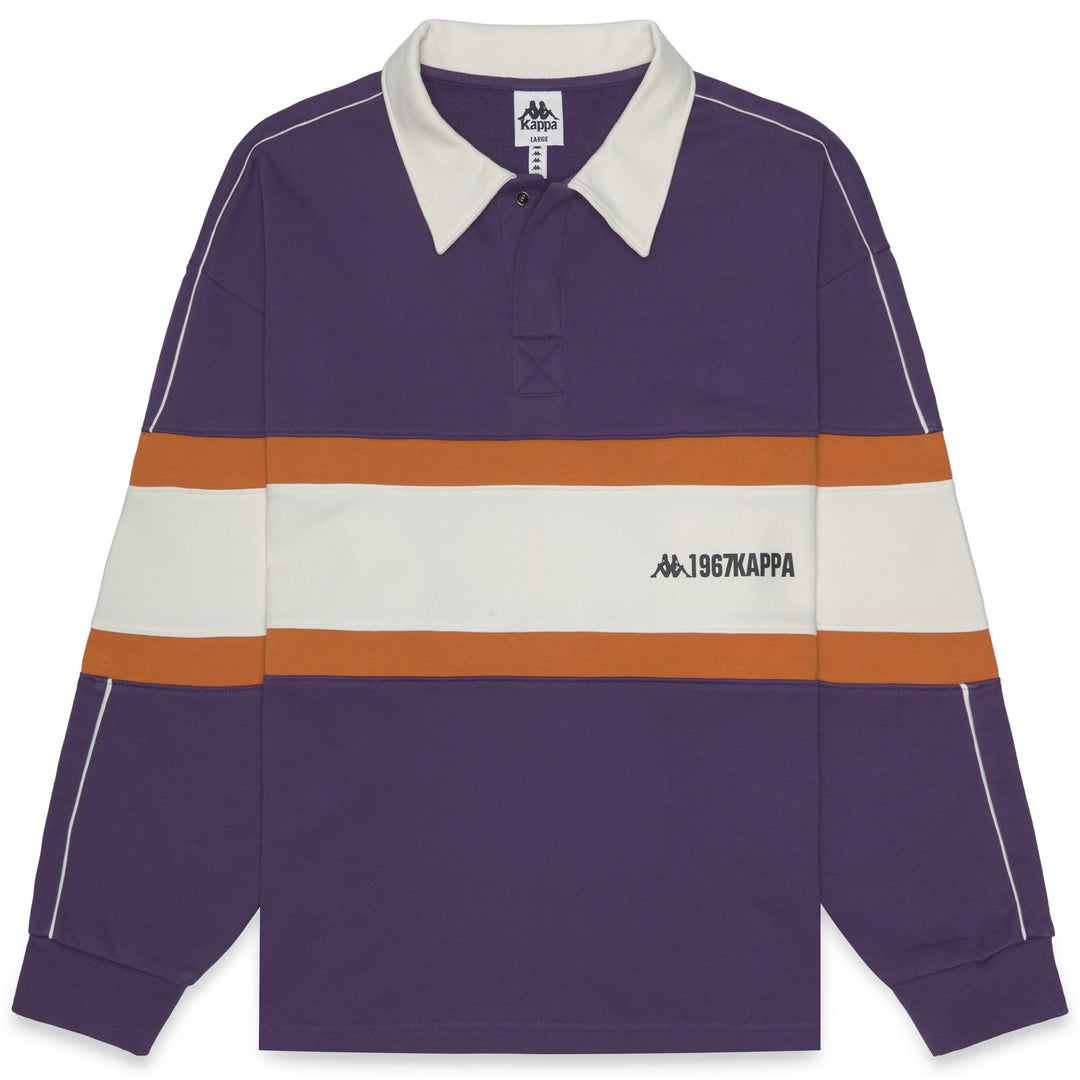 Fleece_MAN_ORSEN_Pull Over_Violet Anil - White Natural - Orange Desert - Commercial 1