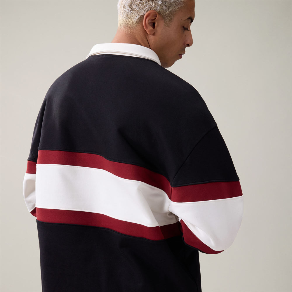 Fleece_MAN_ORSEN_Pull Over_Black - White Natural - Red Winery - Commercial 2