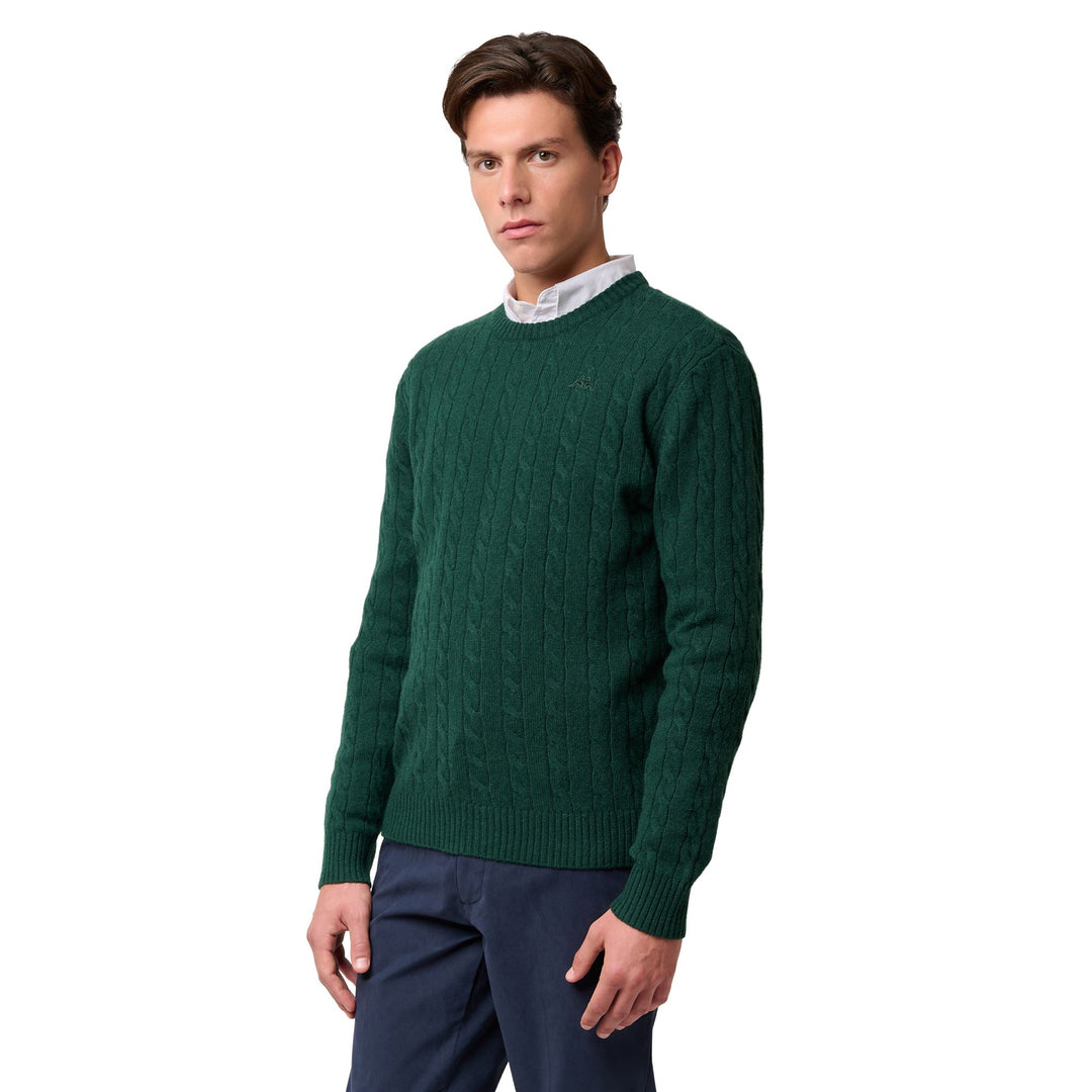Knitwear_Man_HERBIE_Pull Over_Green June - DressedBack