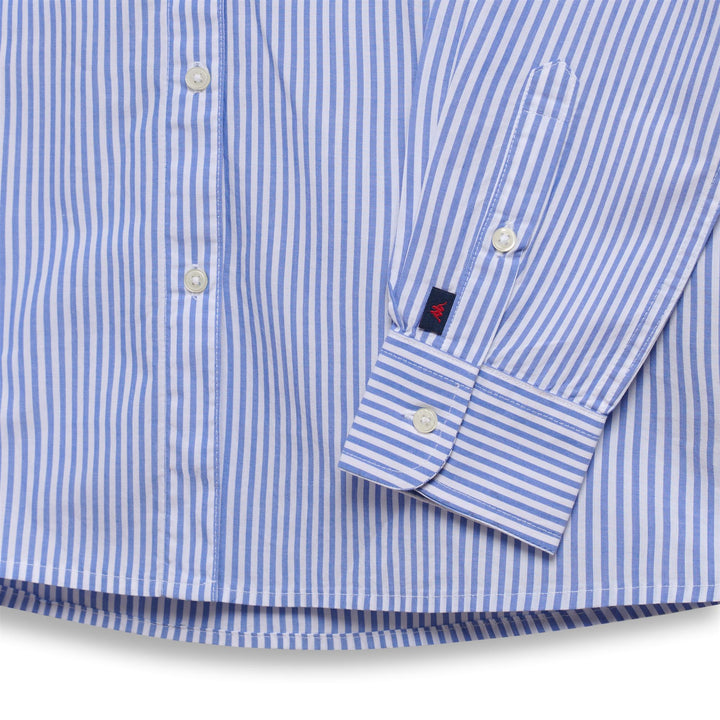 Shirts_Woman_JULIENNE_Classic_White-Azure Dk stripe - White - Azure Dk - DressedSide