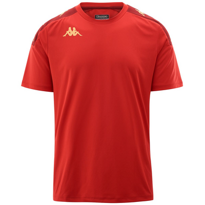 KAPPA4SOCCER red tshirt with gold sleeve details