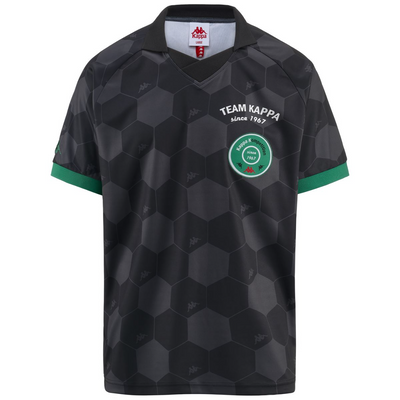KAPPA AUTHENTIC FOOTBALL tshirt black with green detail